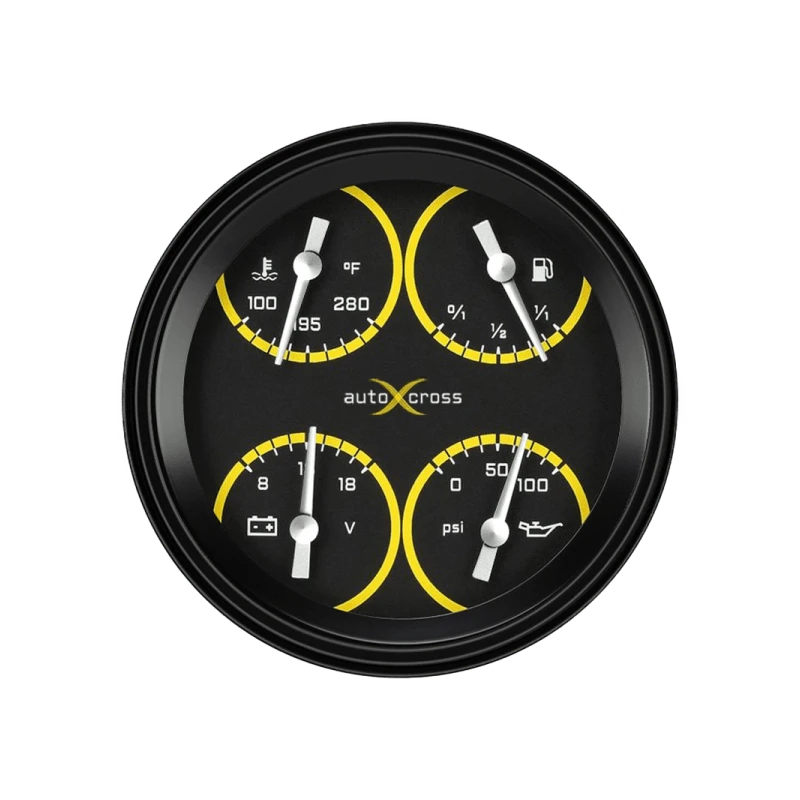 Classic Instruments® - AutoCross Yellow Series Quad Gauge